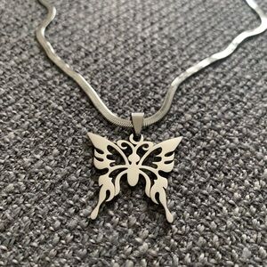 Elegant Silver Butterfly Pendant Necklace